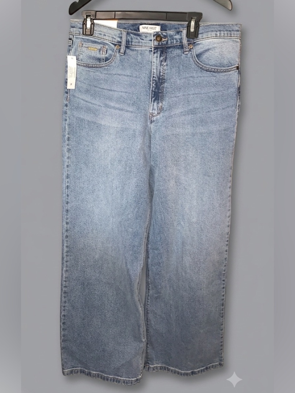 Nine West Light Wash Wide Straight Jeans